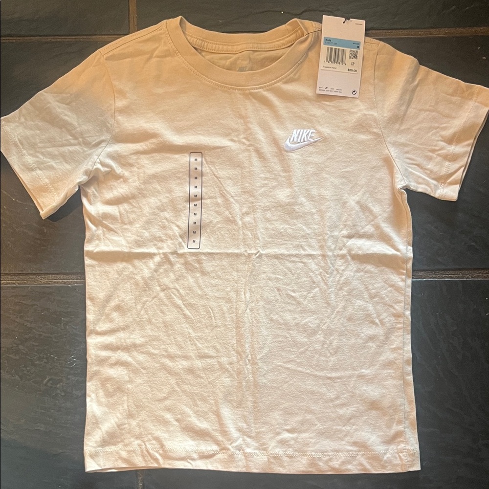 Nike Kids Cream with White Logo Short Sleeve Tee
